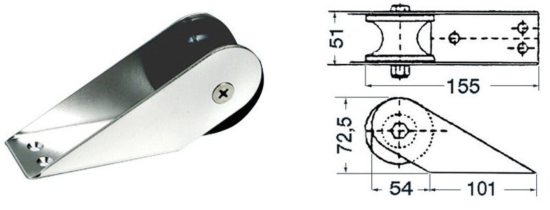 155x51 mm S.S. stevn rull