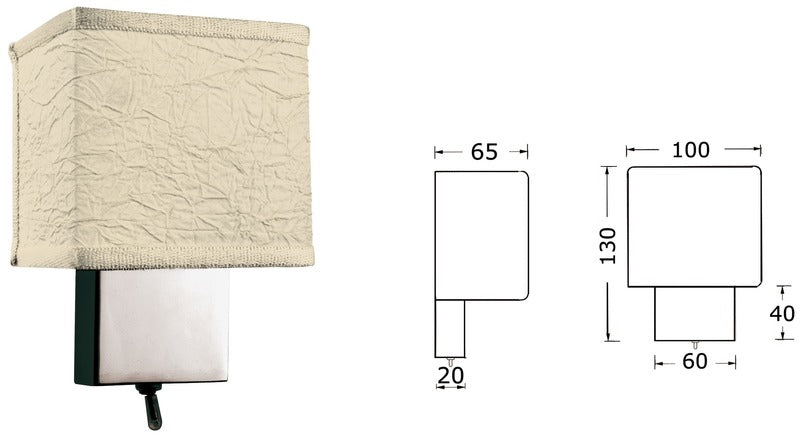 Vertikal monteringslampe krommet messing m/bryter