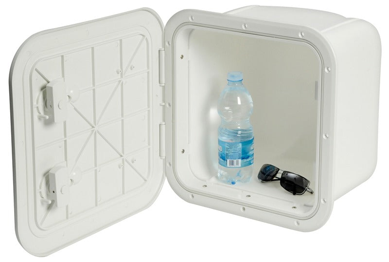 Hvit luke m/lokk 285 x 285 mm L-front