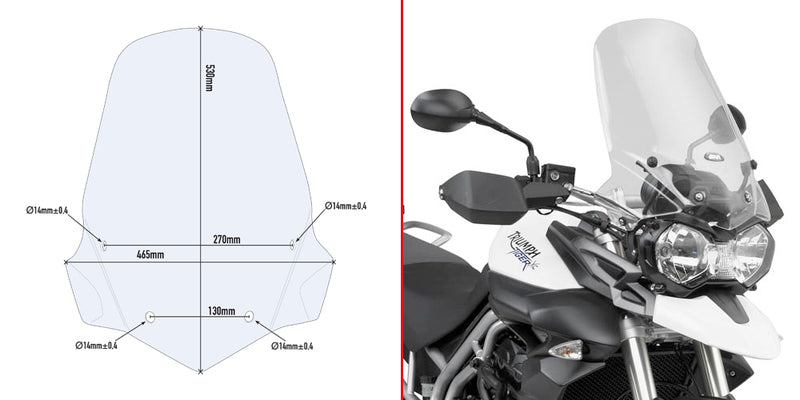 Givi Specific screen, transparent 53 x 46,5 cm (H x W) Tiger 800 11-