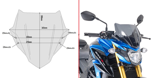 Givi Specific screen, smoked 28 x 36,5 cm (H x W) GSX-S750 (17)