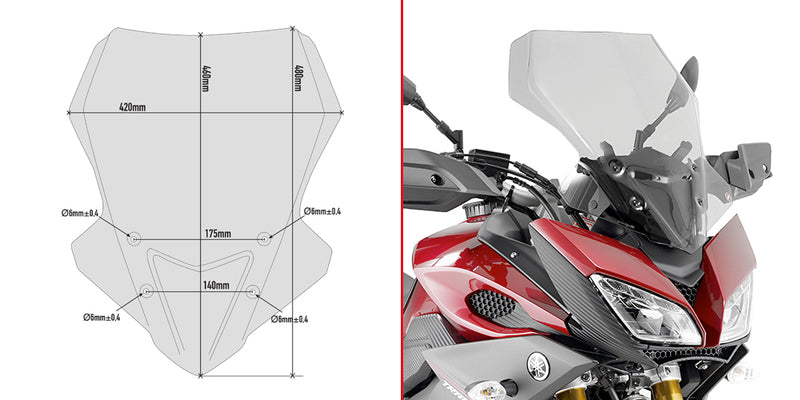 Givi Spesifikk skjerm, transparent 48 x 42 cm (h x b) MT-09 Tracer (15)