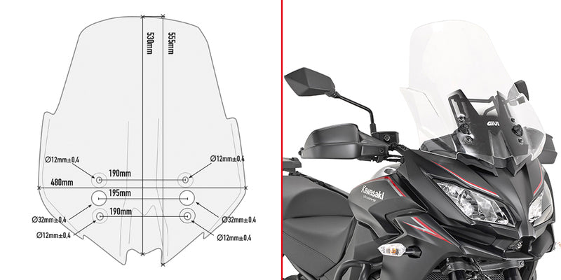 Spesifikk skjerm, transparent 53 x 48 cm (H x B) Versys 1000 (17)