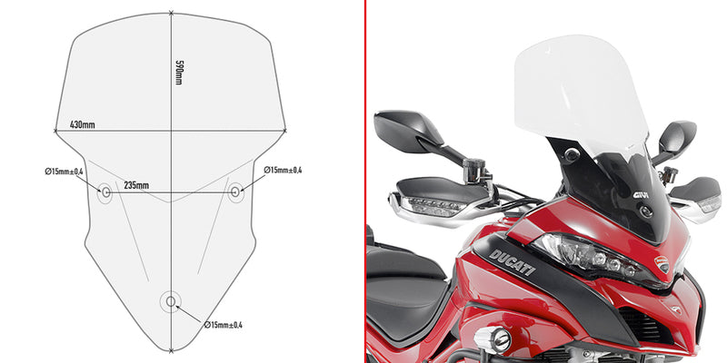 Givi Spesifikk skjerm, transparent 59 x 43 cm (h x b) Multistrada 1200 (15)