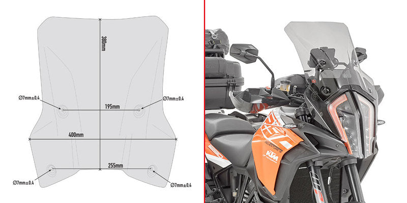 Givi Spesifikk skjerm, røkt 38 x 40 cm 1290 Adventure S / Adventure R (17)