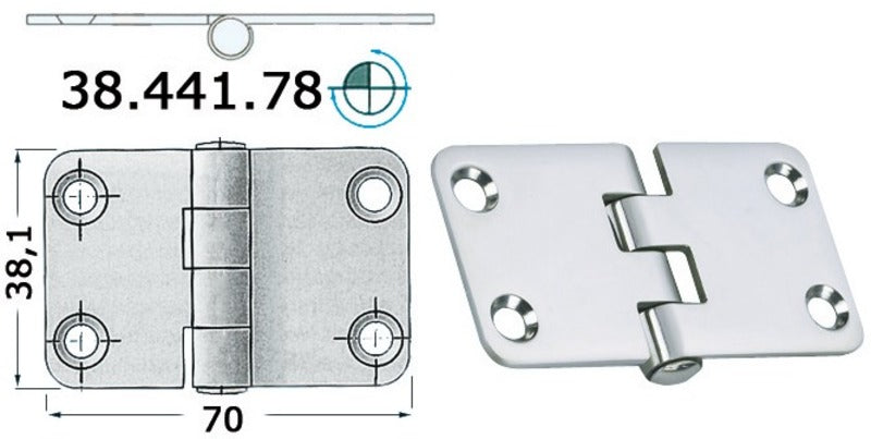 Hengsel reversknute, SS 70x38,1