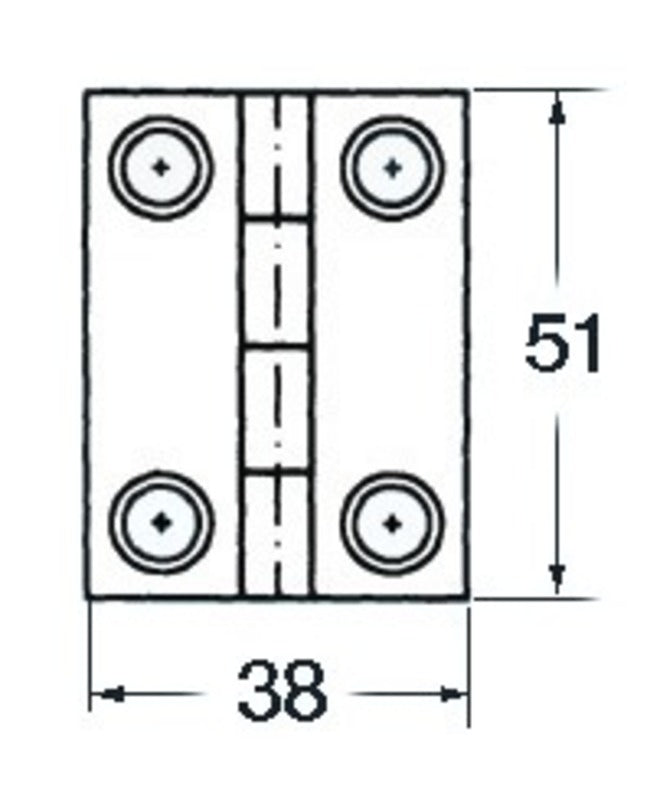 S.S blindhengsle 51x38 mm rect