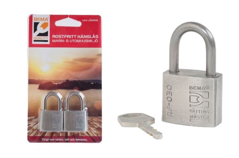 Bema RF-030 Hengelås 2stk 5mm/21mm/15mm Rustfritt stål