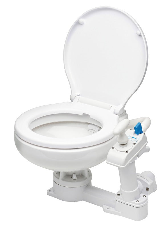 manual toilet, plastic seat