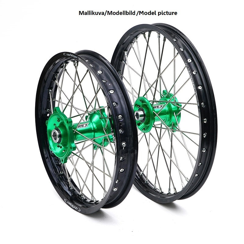REX WHEELS 18-2,15 ALLE KX/KXF 03-.. SVART FELG/GRØNT NAV 25MM