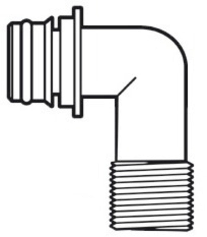 Gjenget 90° slangetilkobling 1/2