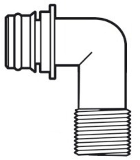 Gjenget 90° slangetilkobling 1/2