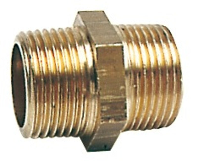 Dobbelnippel i messing 3/8"