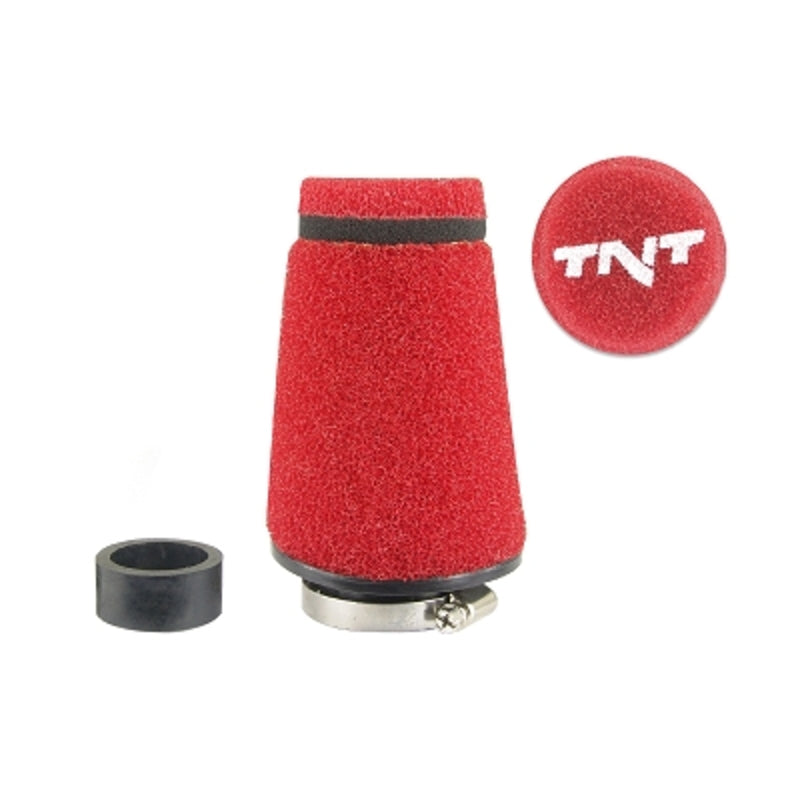 TNT Luftfilter, Speed, Rød, Tilkobling Ø 28/35mm, (Ø 70 - 48mm x l. 100mm)
