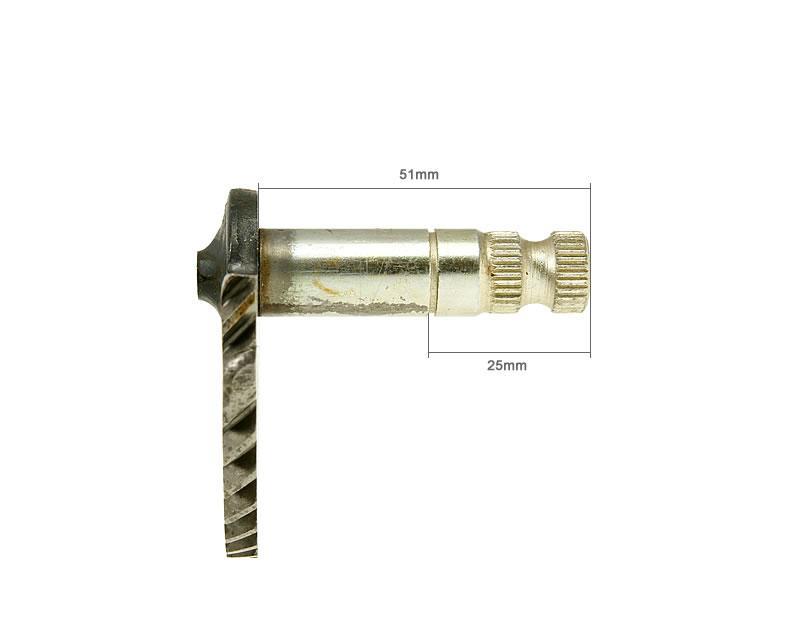 Sparkeaksel, 51mm/25mm, China-scooter 4-T 50cc / Peugeot 4-T / SYM 4-T