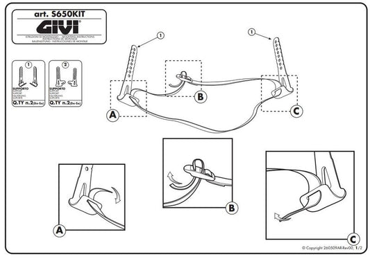 Givi sett med lange braketter for S650 Barnesete