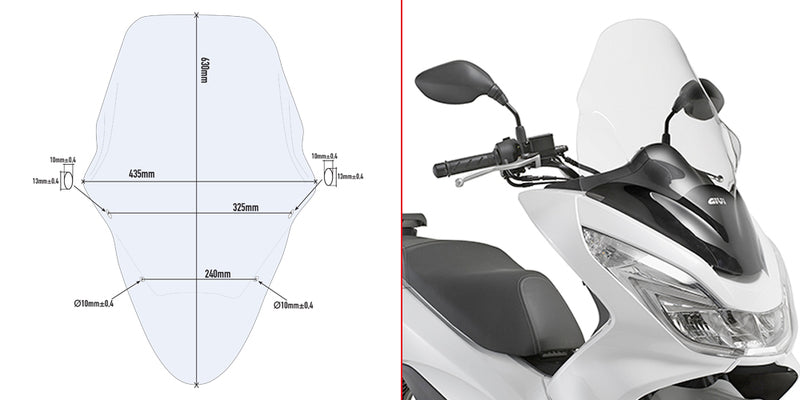Givi Spesifikk skjerm, transparent 63 x 43,5 cm (H x B) PCX 125-150 (14-17)