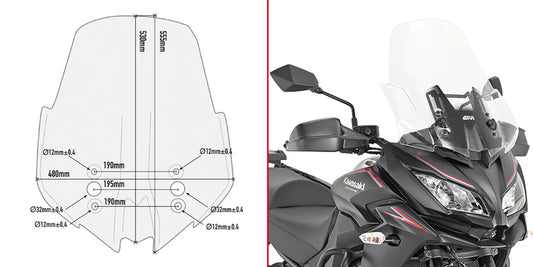 Spesifikk skjerm, transparent 53 x 48 cm (H x B) Versys 1000 (17)