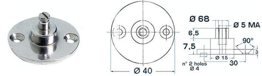 Base med pin Ø 8mm