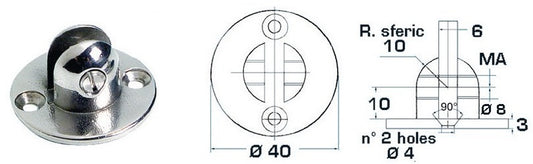Base med gaffel/pin Ø 6mm