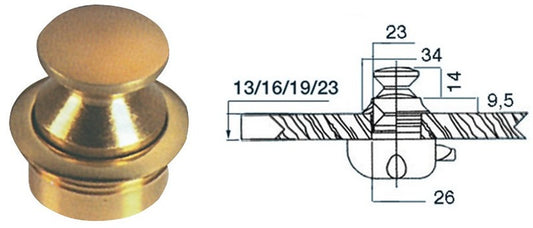 Polert messingknott 23 mm