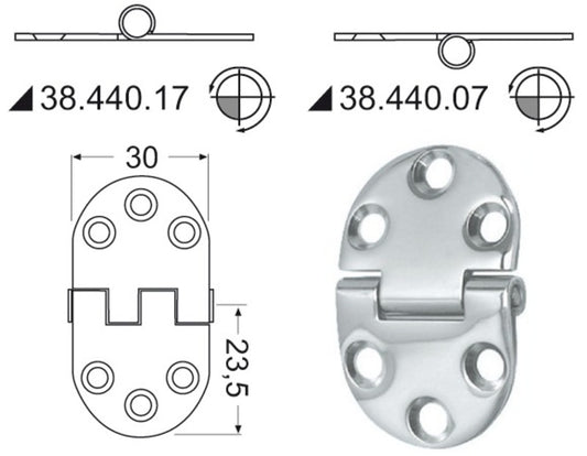 innebygd S.S hengsel 47x30