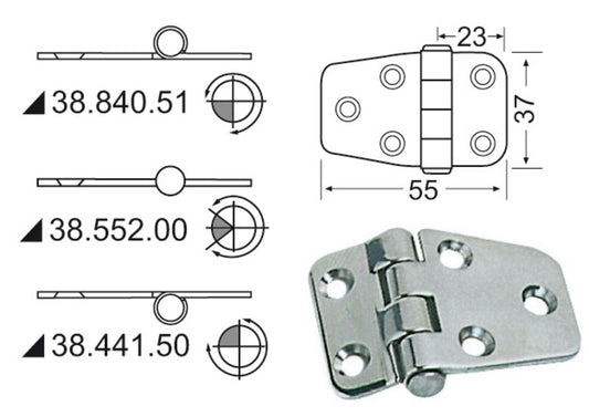 S.S hengsel 55x37 mm
