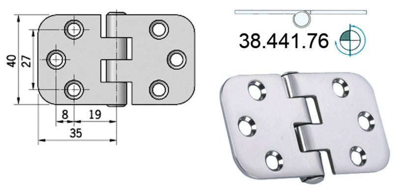 Hengsel reversknute, SS 70x39