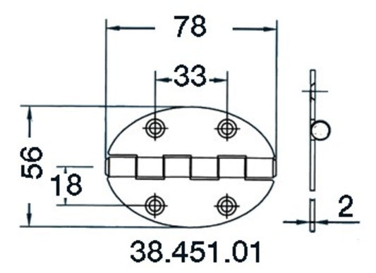 hengsel 78x56mm 2mm skruer