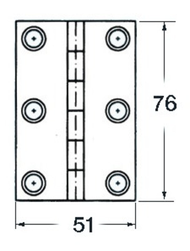 S.S blindhengsle 76x51 mm rect