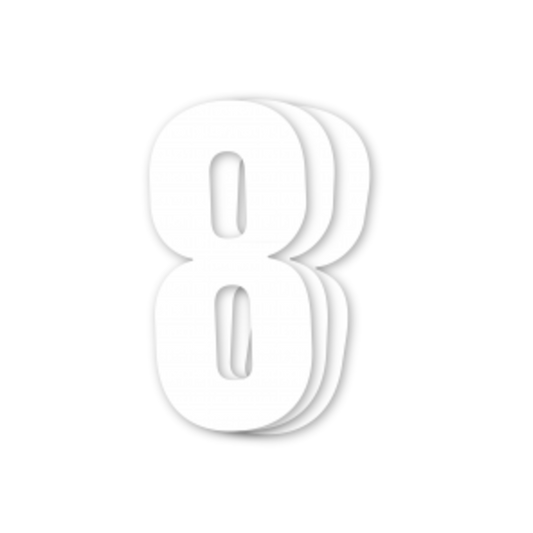 Blackbird Race Numbers Hvit - pakke med 3 cm.13X7 #8