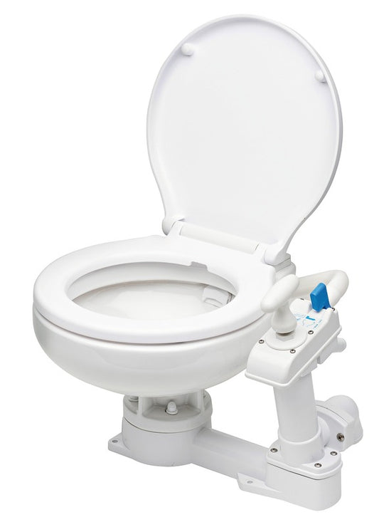 manual toilet, plastic seat