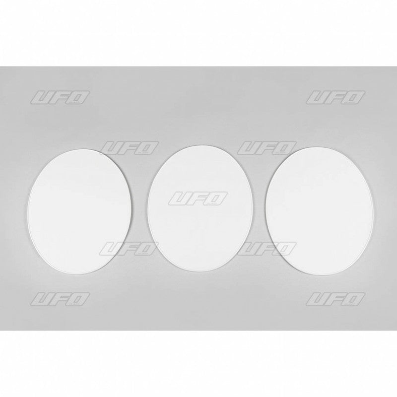 UFO Ovalplater veteran MX/Enduro 1970 3-stk Hvit