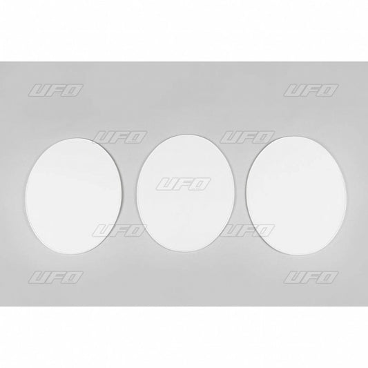 UFO Ovalplater veteran MX/Enduro 1970 3-stk Hvit
