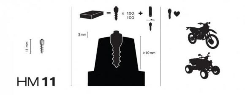 MaxiGrip Piggdekk 11mm 150 stk. Inkl. monteringsverktøy