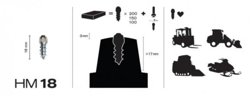 MaxiGrip Pigger 18mm 100stk Inkl. installasjonsverktøy