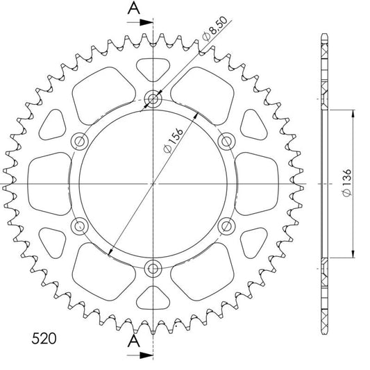 Supersprox Alu Bakdrev Husqv. Rød 52