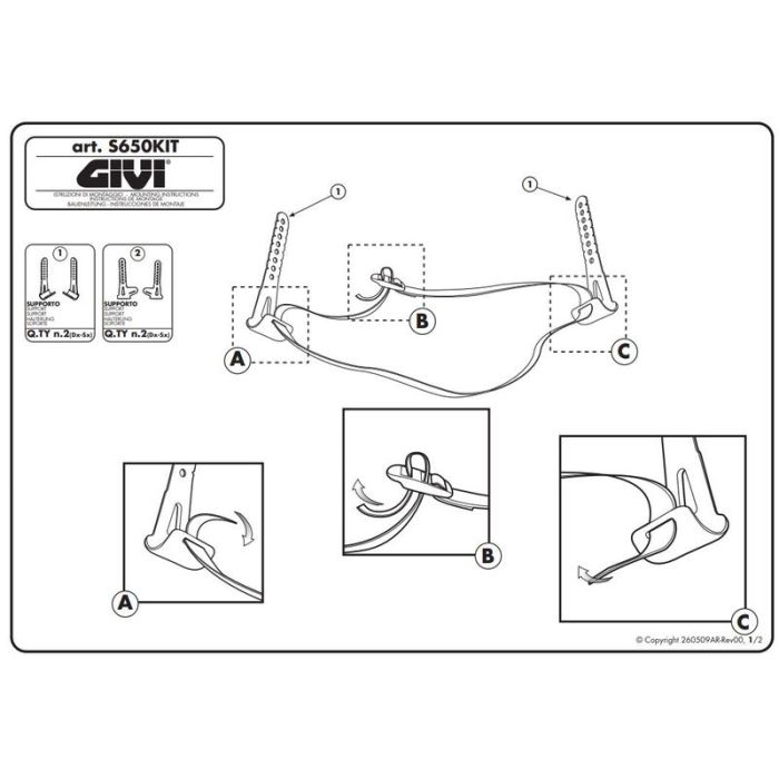 Givi kit with long brackets for S650 Childs seat