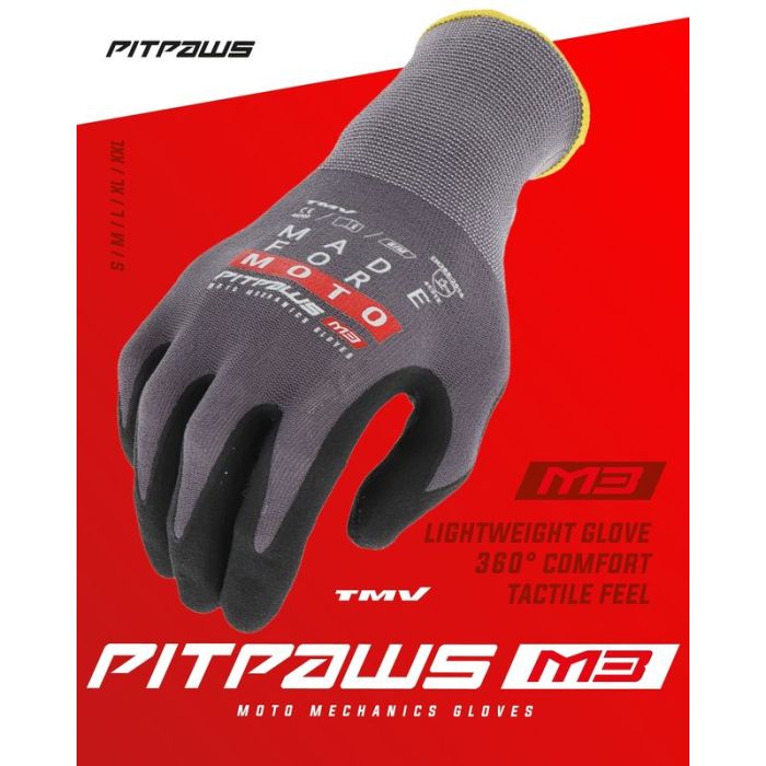 TMV Pitpaws gloves Black "Made for Moto" XL